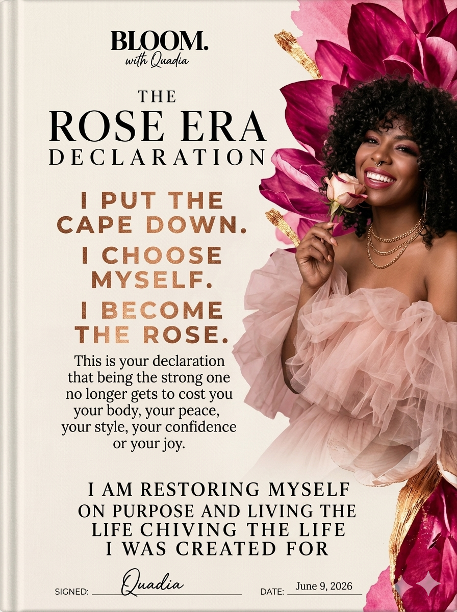 The Rose Era Declaration, a printable keepsake from BLOOM with Quadia